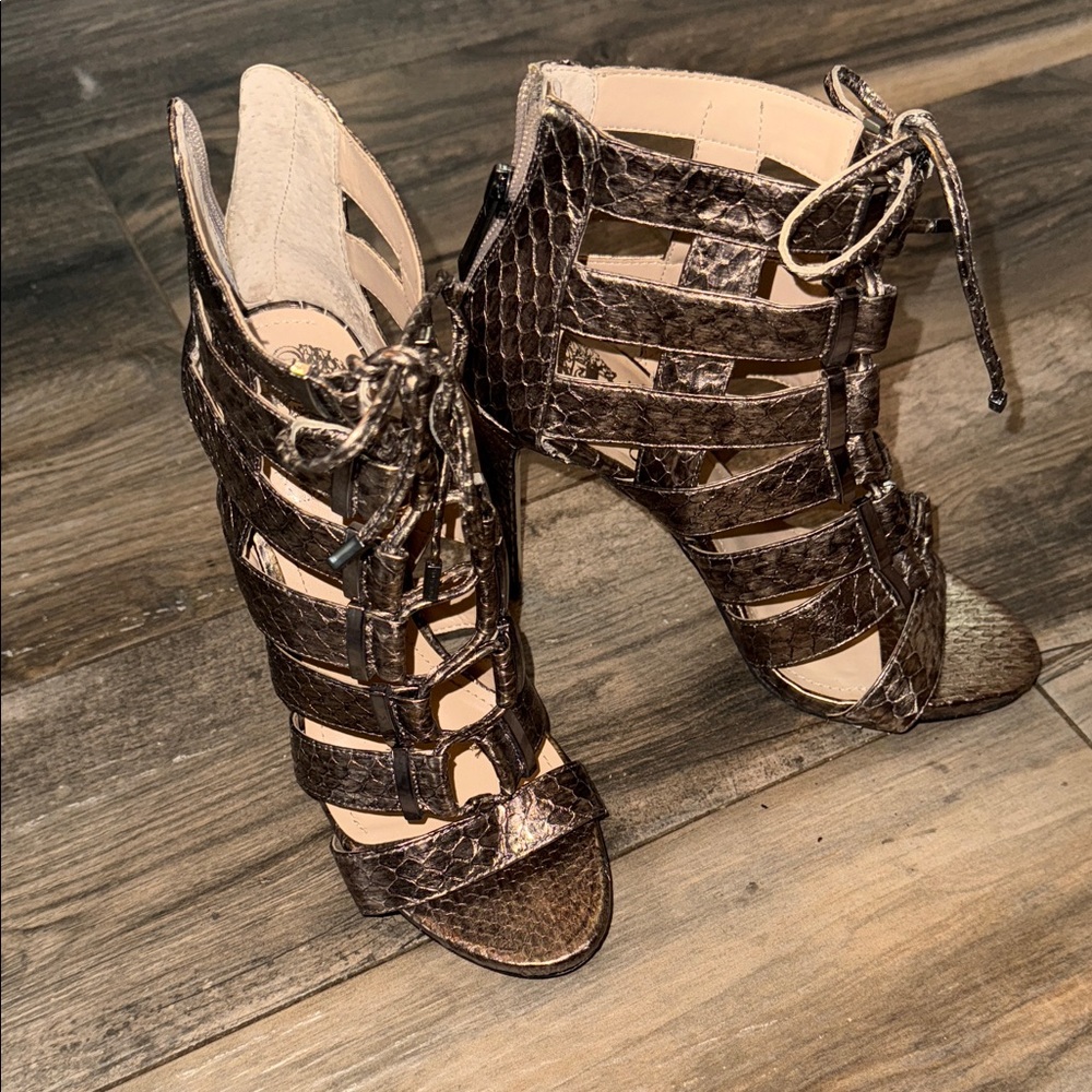 Vince Camuto Strappy Gold Heels